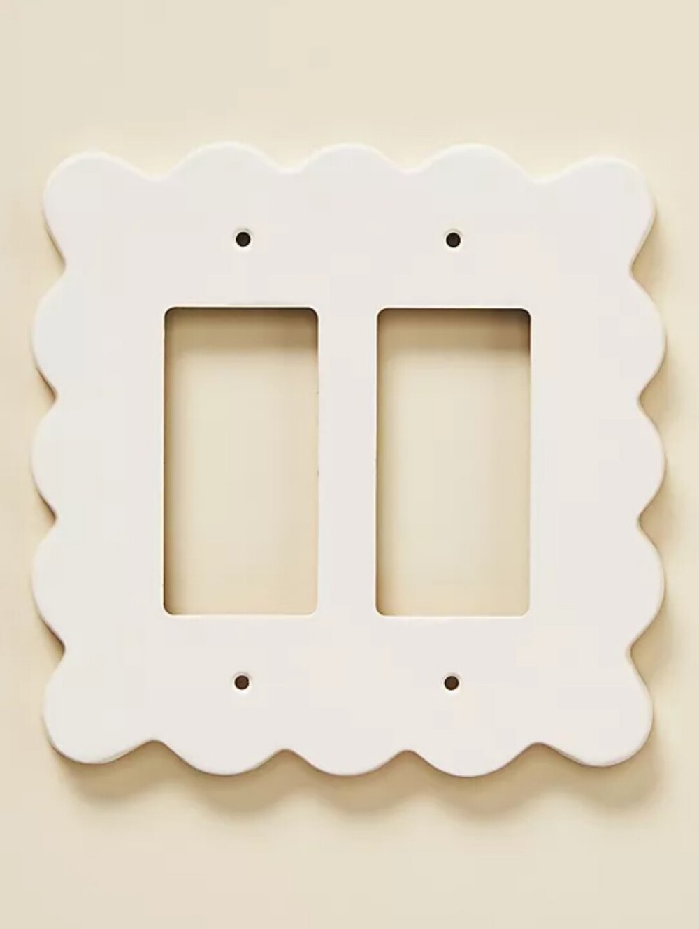 NWT Anthroplogie Ivory Scalloped Double Rocker Wall Plate